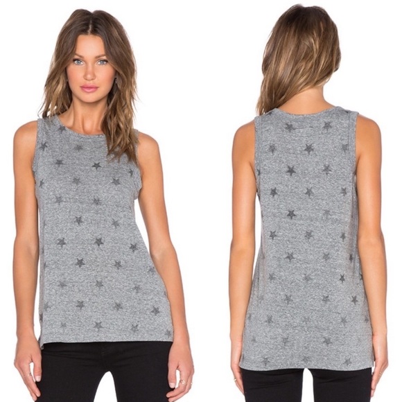 Current/Elliott gray star print muscle tank - Picture 1 of 5